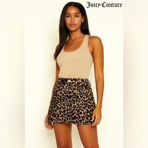 Juicy Couture Leopard Cheetah Animal Print Mini Skirt